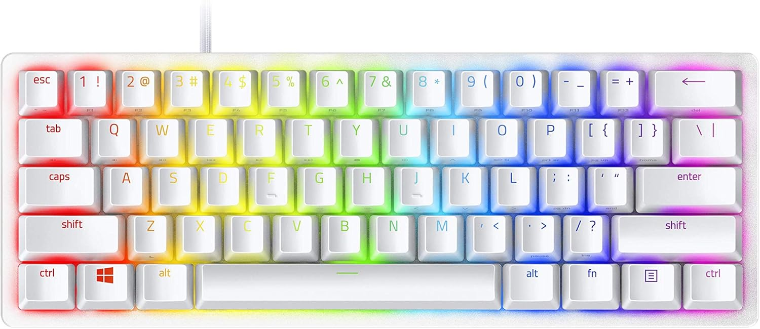 Razer Huntsman Mini 60% Clicky Optical-Mechanical (Red Switch) Gaming Keyboard - Mercury white Razer Huntsman Mini 60% Clicky Optical-Mechanical (Red Switch) Gaming Keyboard - Mercury white